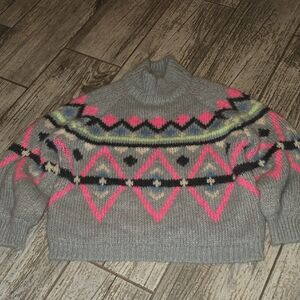 Zara Gray Sweater with Pink and Blue Accents